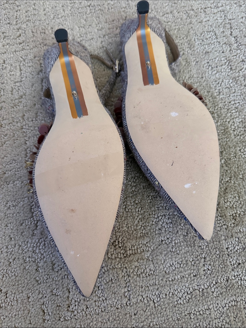 Sam Edelman Brown Floral-Embellished Pointed Slingback Heels - Picture 2 of 2